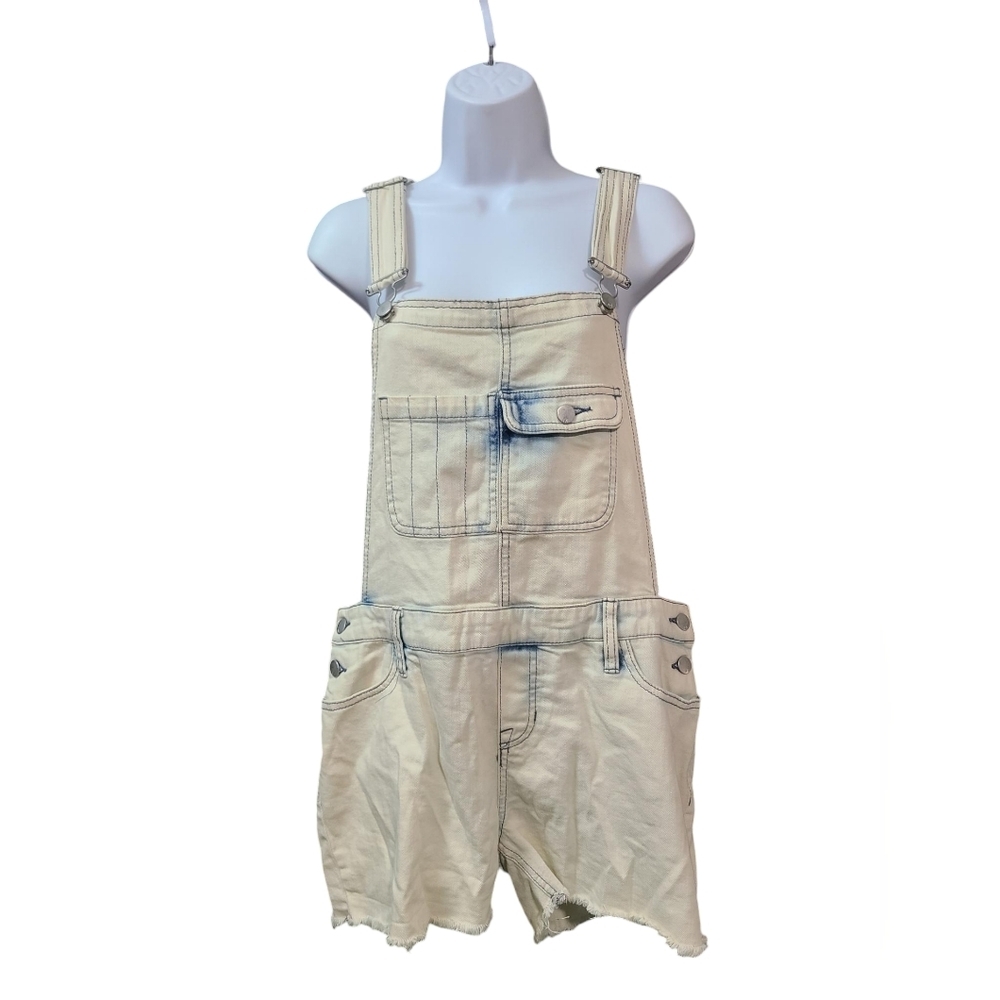 Acid wash denim overall shorts S